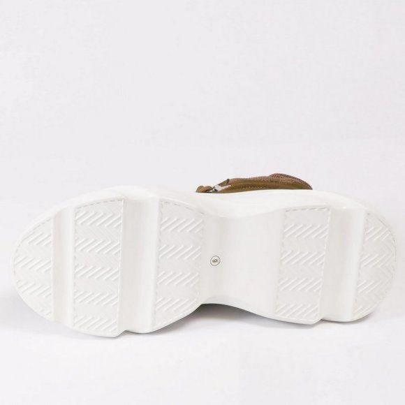 Platform Bubble Sole Lace Up Sneakers in Khaki - Picture 6 of 8